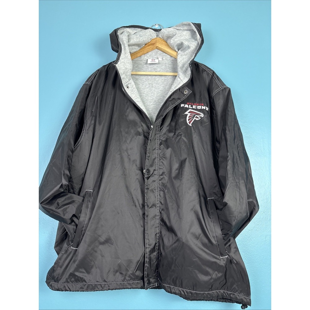 Atlanta Falcons NFL Black ATL Hooded Full Zip Windbreaker Lined Jacket Pockets